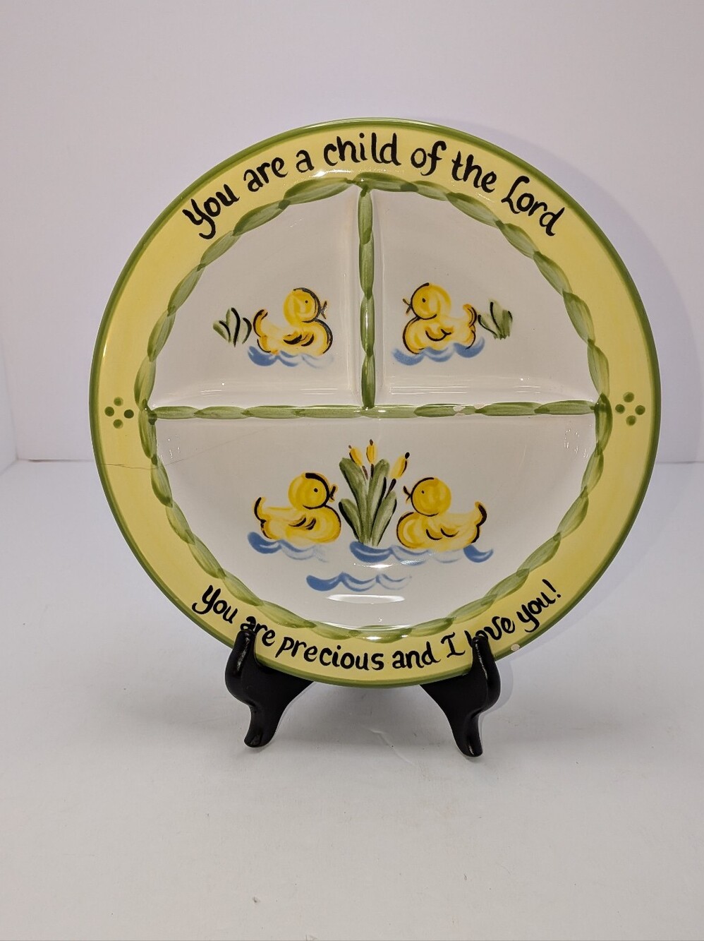Vintage Youngs Baby Bowl With Ducks And Child Of God Theme 8.5 Inches Round